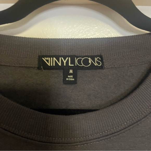 Vinyl Icons England Patch Cotton Blend Fleece Sweatshirt Washed Black Size M - Picture 3 of 7